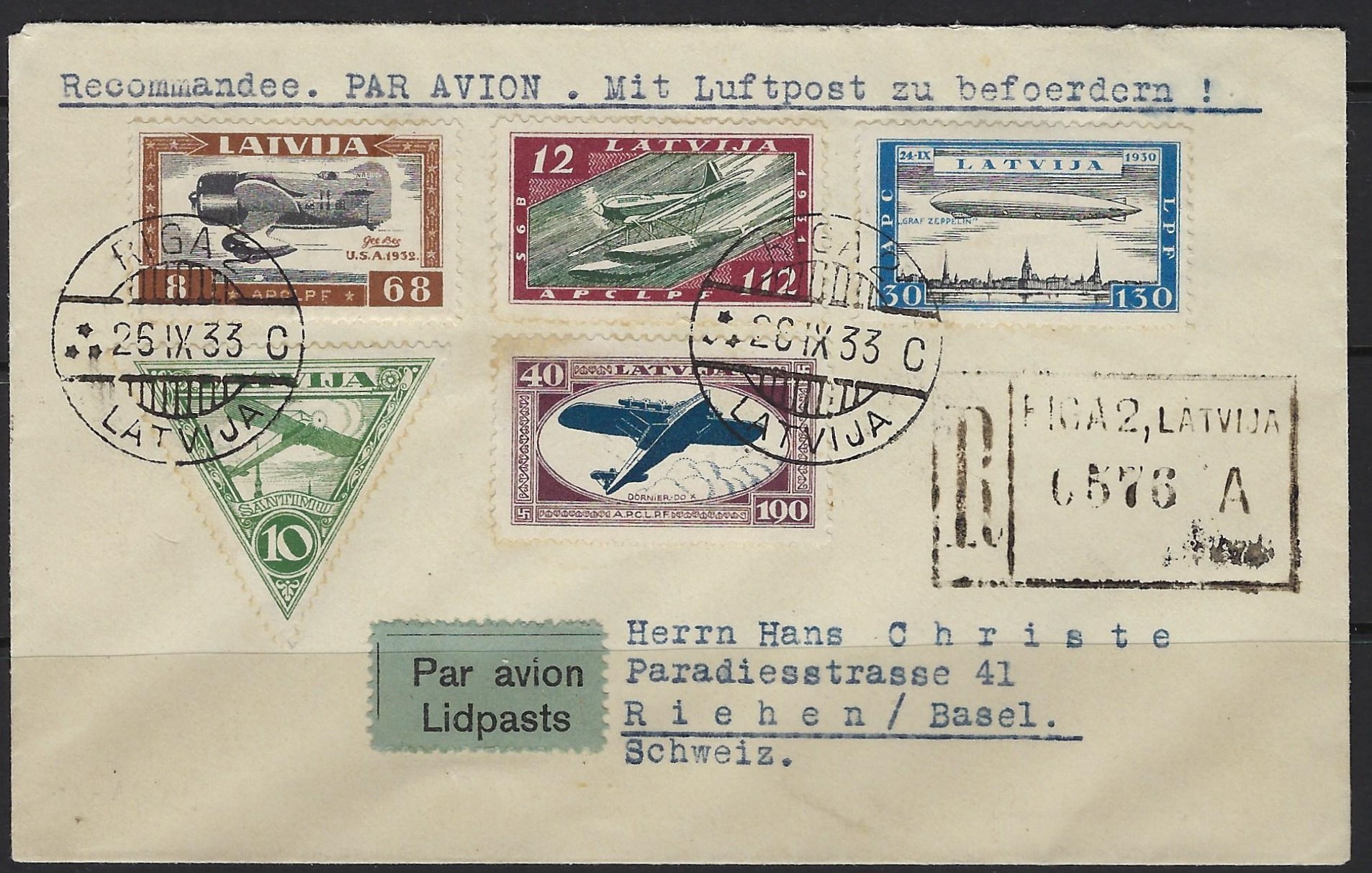 Baltic States Specialized airmail semi-postals Scott CB21-4 